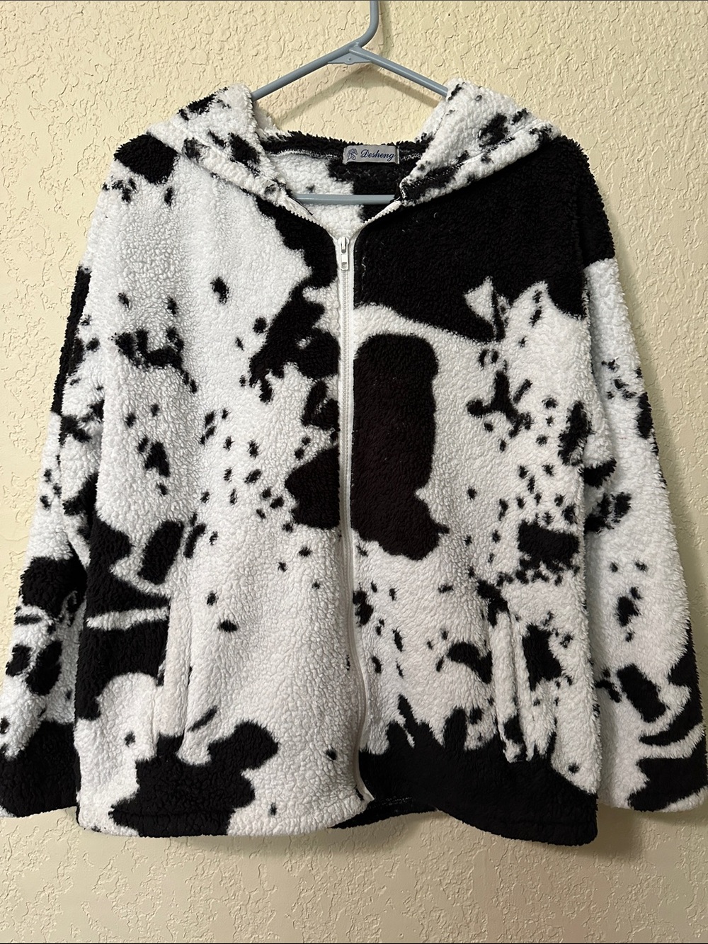 Black & White Sherpa Zip Hoodie Jacket